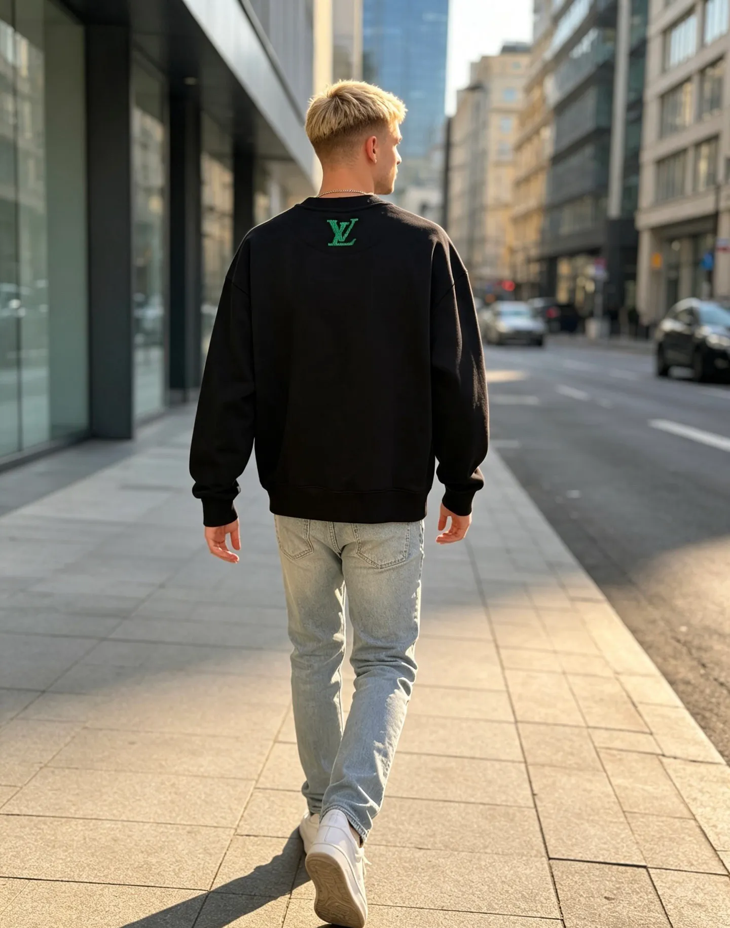 Louis Vuitton/Louis Vuitton woven letter embroidered crew neck sweatshirt